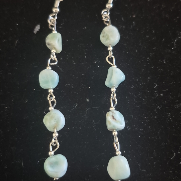 Larimar And Stainless Steel Dangle Earrings - Picture 4 of 4